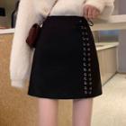 High-waist Plain Strappy Mini Skirt