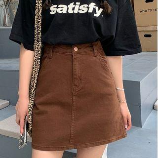 High-waist A-line Plain Shorts