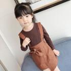 Set Of Two: Long Sleeve Plain Top + Jumper Skirt