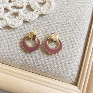 Two-tone Ear Stud 1 Pair - Pink - Earrings - One Size