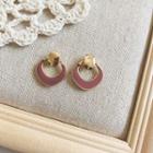 Two-tone Ear Stud 1 Pair - Pink - Earrings - One Size