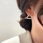 Rhinestone Ear Stud 1 Pair - 925 Silver Needle - Gold - One Size