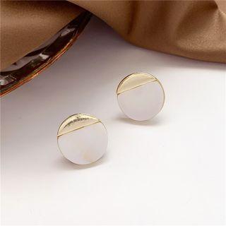 Shell Alloy Panel Disc Earring 1 Pair - Stud Earring - One Size