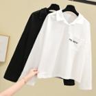 Long-sleeve Letter Printed Polo Shirt