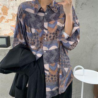 Geometric Print Shirt Blue - One Size