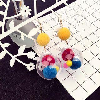Transparent Ball & Bobble Dangle Earring 1 Pair - As Shown In Figure - One Size