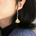 Faux Pearl Feather Dangle Earring Silver Needle - Feather - Light Yellow - One Size