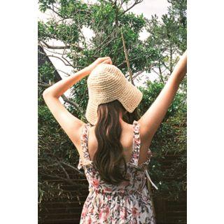 Sleeveless Frilled Floral Chiffon Wide-leg Jumpsuit