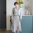 Set: Loose-fit Sweatshirt + Asymmetric-hem Midi Skirt