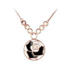 Elegant Plated Rose Gold Rose Necklace With Austrian Element Crystal Rose Gold - One Size