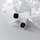 Rhinestone Stud Earring 1 Pair - Silver & Black - One Size