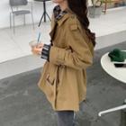 Plain Double-breasted Trench Jacket With Sash