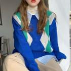 Argyle Loose-fit Sweater As Figure - One Size
