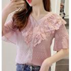 Short-sleeve Lace Tirm Blouse