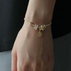 Heart Pendant Alloy Bracelet Bracelet - Gold - One Size