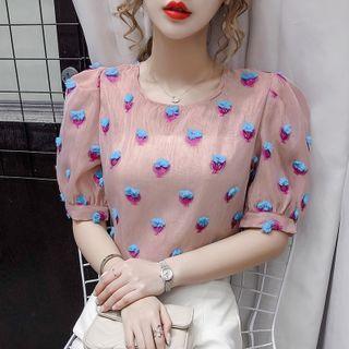 Strawberry Detail Short-sleeve Blouse