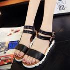 Low Wedge Double Ankle Strap Sandals