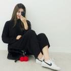 Set: High-neck Top + H-line Skirt + Wide-leg Pants
