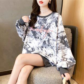 Tie-dye Letter Embroidered Sweatshirt