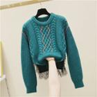 Lace Hem Cable Knit Sweater