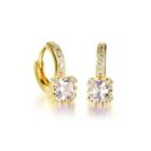 Simple Bright Plated Gold Geometric Square Cubic Zirconia Stud Earrings Golden - One Size