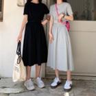 Set: Short Sleeve Cropped T-shirt + A-line Skirt