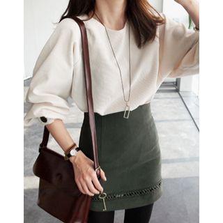 Round-neck Button-detail Top