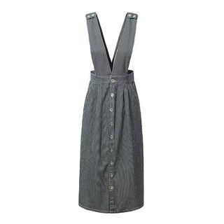 Striped Suspender Denim Skirt