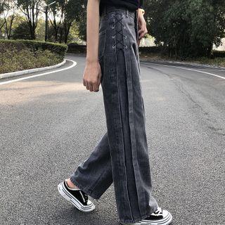High Waist Lace-up Wide Leg Pants