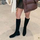 Square-toe Suedette Tall Boots