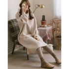Letter-embroidered Sherpa-fleece Long Hoodie Dress