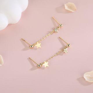 925 Sterling Silver Fringed Star Stud Earring