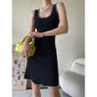 Contrast Stitching Knit Mini A-line Tank Dress