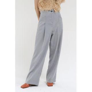 Pintuck Wide-leg Pants Mint Green - One Size