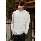 Loose-fit Striped Round-neck Long-sleeve Cotton T-shirt
