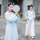 Flower Embroidered Camisole Top / Wide Leg Pants / Hanfu Cover-up / Set