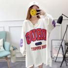 Ripped Lettering Long Pullover