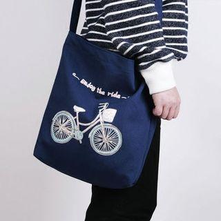 Bike Print Canvas Tote Bag