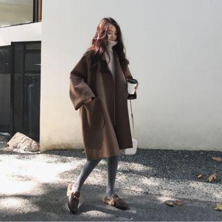 Pocket Detail Open Front Long Coat