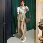 Puff-sleeve Blouse / High Waist Skort
