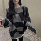 Paneled Sweater Black & Gray - One Size