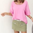 Round-neck Strappy Boxy-fit T-shirt