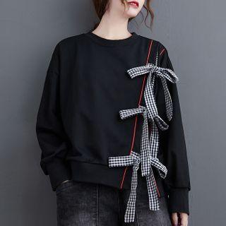 Bow-accent Sweatshirt Sweatshirt - Black - One Size