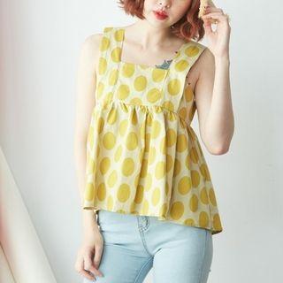 Dot Print High Waist Sleeveless Top