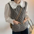 Round Neck Cable Knit Sweater Vest