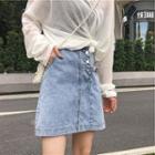 High-waist Button Denim Skirt