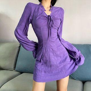 Long-sleeve Frilled Mini Dress