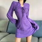 Long-sleeve Frilled Mini Dress