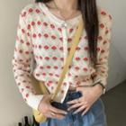 Flower Pattern Cropped Cardigan As Shown In Figure - One Size