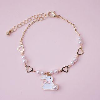 Faux Pearl Alloy Rabbit Bracelet As Shown In Figure - One Size